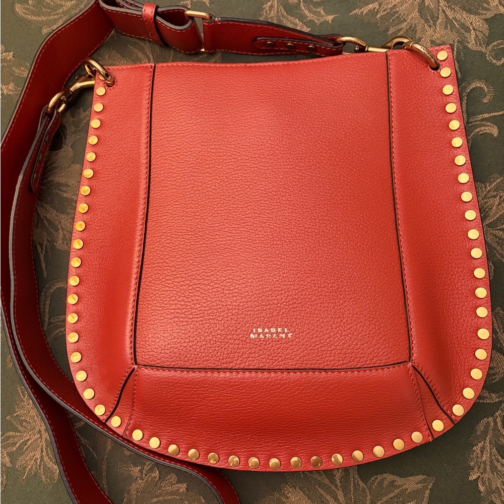 Isabel Marant Terracotta Crossbody Bag with Gold Studs